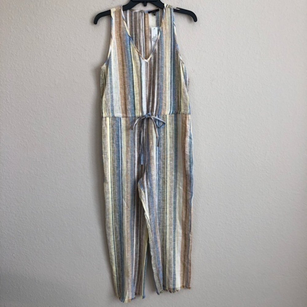 Drew Jumpsuit Striped Linen Anthropologie NWT